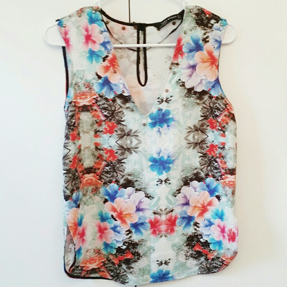 Zara Floral Studded Top